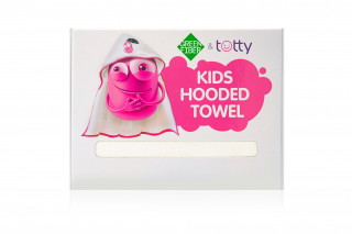 Green Fiber & Totty köşeli bebek havlusu, beyaz, pembe kenarlı
